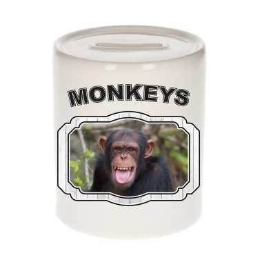 Dieren chimpansee spaarpot - monkeys/ apen spaarpotten kinderen 9 cm