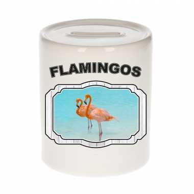 Dieren flamingo spaarpot flamingos flamingo vogels spaarpotten kinderen 9 cm
