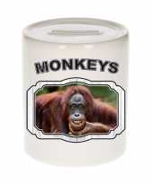 Dieren gekke orangoetan spaarpot monkeys apen spaarpotten kinderen 9 cm