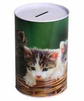Metalen spaarpot poes 15 cm type 3