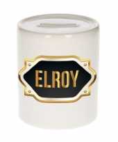 Naam cadeau spaarpot elroy met gouden embleem