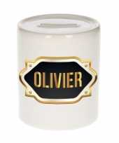 Naam cadeau spaarpot olivier met gouden embleem